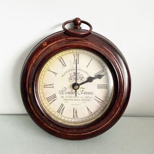 Vintage Chateau-Joullian Pontet Freres Wine Quartz Wood-look Small Wall Clock